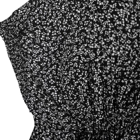 Free People Women's Dress Black White Floral Pockets Drawstring Oversized Size M - Picture 5 of 10